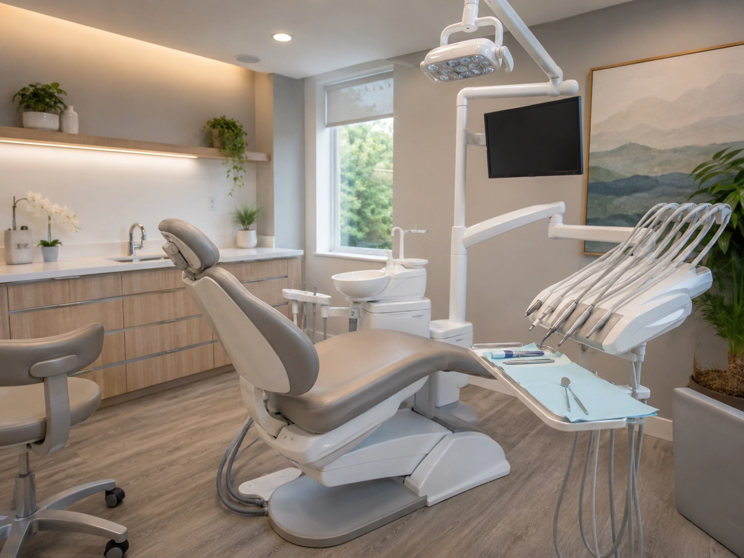 Smiling woman receiving dental care